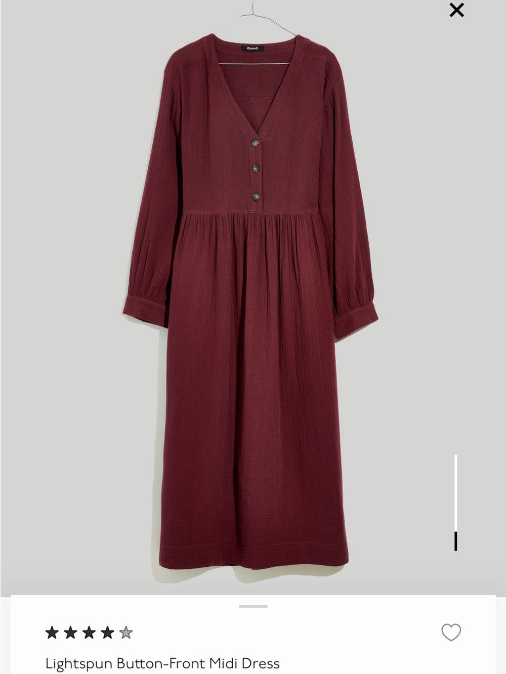 Madewell Lightspun Button Front Midi Dress - Picture 4 of 10